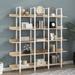 5 Tier Bookcase with MDF Board&White Metal Frame, Oak