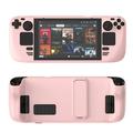 CDJLY Game Console Cover Shell with Bracket Shockproof Protection Case with Stand Non-slip Protective Cover for Steam Deck Game Player (Pink)