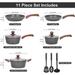 Pots and Pans Set Ultra Nonstick, Pre-Installed 11pcs Cookware Set Copper with Ceramic Coating, Stay cool handle