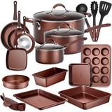 20-Piece Nonstick Kitchen PTFE/PFOA/PFOS-Free Heat Resistant Silicone Handles Cookware Bakeware Set