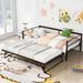 Twin Size Daybed with Adjustable Pop Up Trundle, Heavy Duty Metal Bedframe for Kids/Teens/Adults