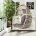 Egg Chair with Hanging Chains SYNGAR Outdoor All Weather Wicker Hanging Hammock Chair with Light Gray Cushions Patio Foldable Basket Swing Chair for Porch Balcony Backyard Garden Bedroom D7906