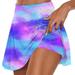 Zodggu Womens Purple Workout Shorts Women s Summer Pleated Tennis Skirts Athletic Stretchy Short Yoga Fake Two Piece Trouser Skirt Gradient Tie Dye Shorts Trendy Shorts 12