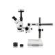 Vision Scientific Trinocular Zoom Stereo Microscope 10x WF Eyepiece 3.5x90x Magnification 0.5x & 2x Aux Lens Single Arm Boom Stand 144-LED Ring Light with Control 5.0MP Digital Eyepiece Camera