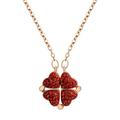 New Years Decorations 2024 Variety Four-leaf Clovers Necklace Love Split Folded Pendant Necklace Collarbone Chain Full Of Diamonds Red Pendant