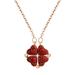 New Years Decorations 2024 Variety Four-leaf Clovers Necklace Love Split Folded Pendant Necklace Collarbone Chain Full Of Diamonds Red Pendant