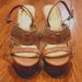 Coach Shoes | Coach Beatriz Ankle Strap Ginger/Gold Wedges | Color: Cream/Gold | Size: 8.5