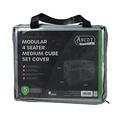 Ascot Premium Modular 4 Seater Cube Set Cover Medium - 117 X 117 X 65 H Modern Grey