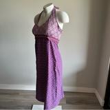 Athleta Dresses | Athleta Womens Go Anywhere Halter Dress Purple Print Midi Active Summer Size 4 | Color: Purple | Size: 4