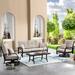 Lark Manor™ Aleston 4 Pieces Outdoor/Indoor Aluminum Patio Swivel Conversation Seating Group w/ Sunbrella Cushions | Wayfair