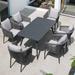 Hokku Designs McBaine Rectangular 6 - Person 59.1" Long Aluminum Outdoor Dining Set w/ Cushions Stone/Concrete/Metal in Gray | 59.1 W x 31.5 D in | Wayfair