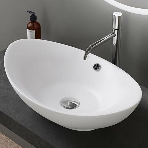 Waschbecken Oval Bad 59x38x19cm Brüssel 818 Lotuseffekt durch Nanoversiegelung Aufsatzwaschbecken