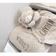 Personalised baby blanket And comforter gift set, embroidered baby blanket, grey comforter, new baby gift, baby hamper