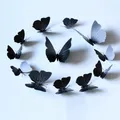 Autocollant mural papillon noir 3D 12 pièces/ensemble pour décoration de mariage salon fenêtre