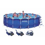 Intex 18ft x 48in Metal Frame Above Ground Round Family Swimming Pool Set & Pump