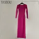 YOZOU-Robe maxi tricotée avec pull rond pulls minces pulls pull vêtements d'extérieur High