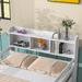 Grey Twin over Twin Convertible Bunk Bed with Bookcase Headboard and Ladder, Total 2 Separable Beds