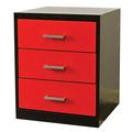 Hallowell Fort Knox Workbench Pedestal - 3 Drawer 18 W x 24 D x 32 H Black Body Red Doors (textured) 1-Wide All-Welded