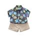 TAIAOJING Toddler Boys Summer 2PCS Outfit Sets Baby Boy Clothes Shorts Set Alphanumeric Print Shirt Short Sleeve Button Down Top Solid Shorts Outfit 4-5 Years