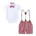 Baby Boys Cotton Summer Gentlemen Outfits Short Sleeve Bowtie Romper Suspender Shorts Outfits Clothes Suit Set Baby Boy Sweater Outfit