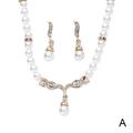 Bridal Women Necklace Faux Pearl Rhinestone Wedding Jewelry Set Earrings G4V9