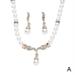 Bridal Women Necklace Faux Pearl Rhinestone Wedding Jewelry Set Earrings G4V9