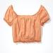 American Eagle Outfitters Tops | American Eagle Women Orange Off-The-Shoulder Puff-Sleeve Top Sz Large | Color: Orange | Size: L