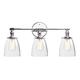 Phansthy 3 Lights Wall Lights, Modern Simple Wall Lamps with Switch, Industrial Sconce with Bell Glass Shade, Suit for Living Room, Dining Room, Kitchen, Vanity Mirror, Using E27 Bulbs (Chrome)