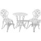 GOTOTOP Set Garden Table White, Set of 3 Bistro Die-Cast Aluminum,1 Round Table (59 x 59 x 62 cm) and 2 Chairs (38 x 41 x 85 cm), for Patio, Garden, Dining Room