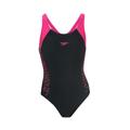 Speedo Girls Girl's Junior Splice MSBK Swimsuit in black pink Nylon - Size 7-8Y