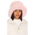 jocelyn Oversized Faux Fur Bucket Hat in Pink.