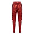 Women's Tech Pelle Pocket Pants Red Medium Balletto Athleisure Couture