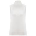 Women's White Slim Fit Sleeveless Turtle-Neck Blouse - Ecru Extra Large Peraluna