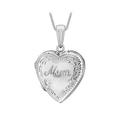 The Love Silver Collection Sterling Silver 20mm x 28mm 'Mum' Heart Locket, Silver, Women