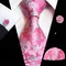 Ensemble de cravates en soie rose florale pour hommes, ensemble de cravates de cou pour fête de mariage, mouchoir, broche, boutons de manchette, accessoires pour hommes, Gravata de haute qualité