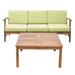 Afuera Living Contemporary 4 Piece Outdoor Acacia Wood Sofa Set in Green