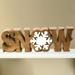 Decozen Home Decor Handmade Wooden Sculpture in SNOW Sign Letters Acacia Wood Christmas Snowflakes