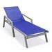 LeisureMod Marlin Modern Outdoor Chaise Lounge Arm Chair with Grey Powder Coated Aluminum Frame for Patio and Backyard Garden (Navy Blue)