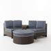 Afuera Living 4 Piece Outdoor Wicker Sectional Sofa Set in Navy Blue