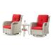 Meetleisure Outdoor Swivel Rocker Wicker Patio Chairs Sets of 2 With Table Red