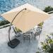 Grand Patio 10x10 ft Deluxe Cantilever Aluminium Offset Umbrella Rectangular Patio Umbrella with Base Champagne