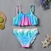 RUIKAR 2 Pcs Girl Swimwear Floral Tops Drawstring Bikini Bottoms Suit Girls Suit Girls Bikini New Split Water Drop Print Bikini Blue_001 11-12