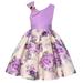 Flower Girl Dress Short Sleeve A Line Short Dress Floral Print Purple 140