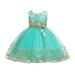 B91xZ Tulle Prom Dress 2023 New Children s Dress Lace Wedding Skirt Princess Dress Attended The Baby Fall Outfits for Girls Green 4-5Years