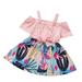 Girls Dresses Sleeveless Fashion Dress Casual Print Pink 3-4Y