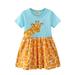 Rovga Toddler Girl Dresses Cartoon Girl Dresses Sleeveless Clothes Print Baby Kids Princess Giraffe Shifts Dress Kids Clothing