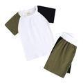 TAIAOJING Toddler Baby Boy Summer Clothes Kids Unisex Tshirt Shorts Soft Patchwork Cotton 2PC Sleepwear Outfits Clothes 13-14 Years