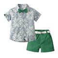 Baby Deals!Toddler Girl Clothes Clearance Toddler Set Clearance Toddler Sets for Kids Summer Children s Wear Boy s Short-sleeved Lapel Shirt Shorts Suit with Belt Tie