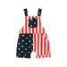 Suanret Independence Day Kids Boys Girls Summer Casual Jumpsuit Sleeveless Stripe Star Print Suspender Pants Overalls Blue 4-5 Years