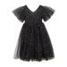 Girls And Toddlers Dresses Short Sleeve A Line Short Dress Casual Print Black 170